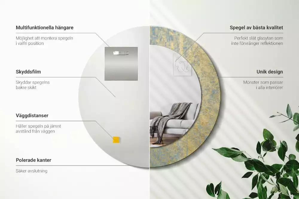 Espelho decorativo redondo Padrão de loft