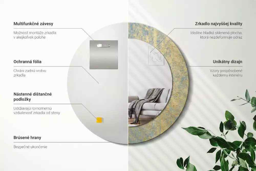 Espelho decorativo redondo Padrão de loft