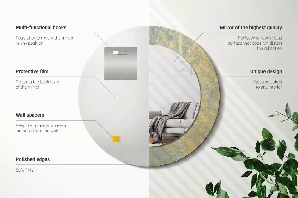 Espelho decorativo redondo Padrão de loft