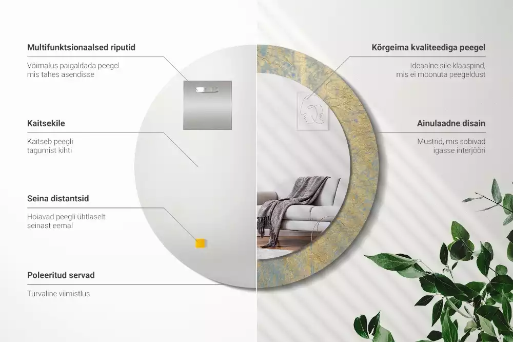 Espelho decorativo redondo Padrão de loft