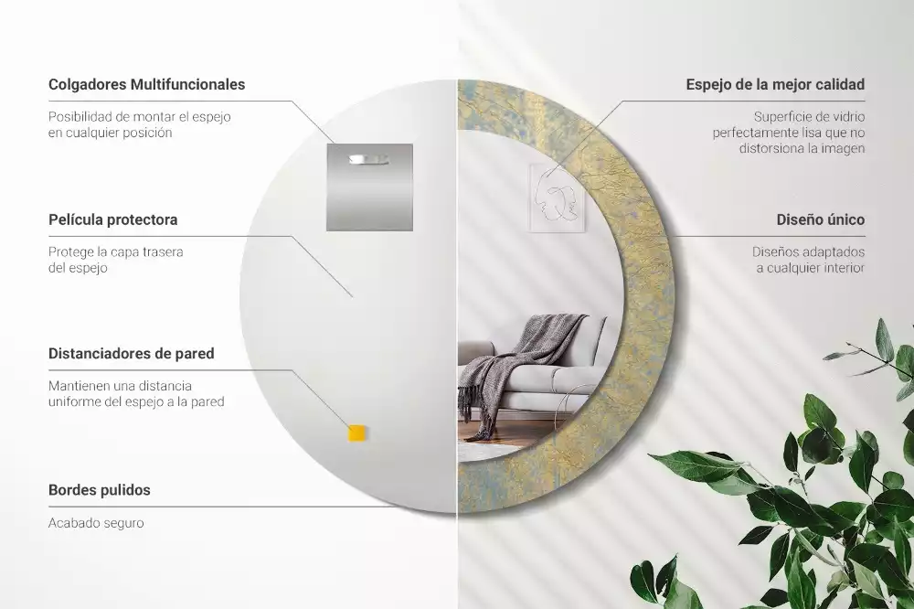 Espelho decorativo redondo Padrão de loft