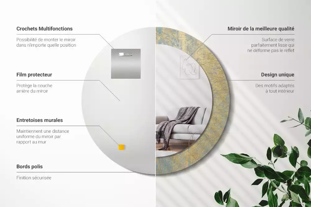 Espelho decorativo redondo Padrão de loft