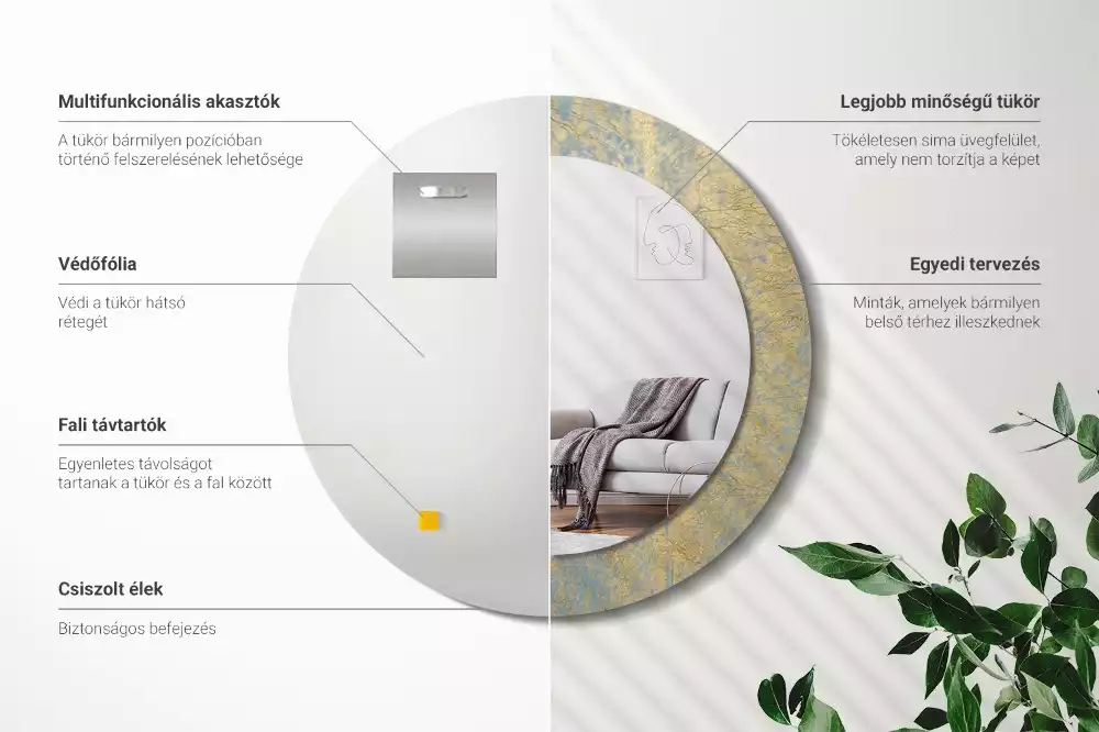 Espelho decorativo redondo Padrão de loft