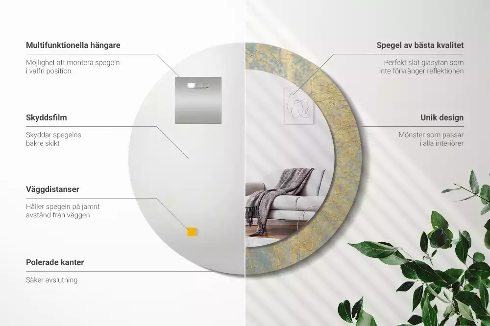 Espelho decorativo redondo Padrão de loft