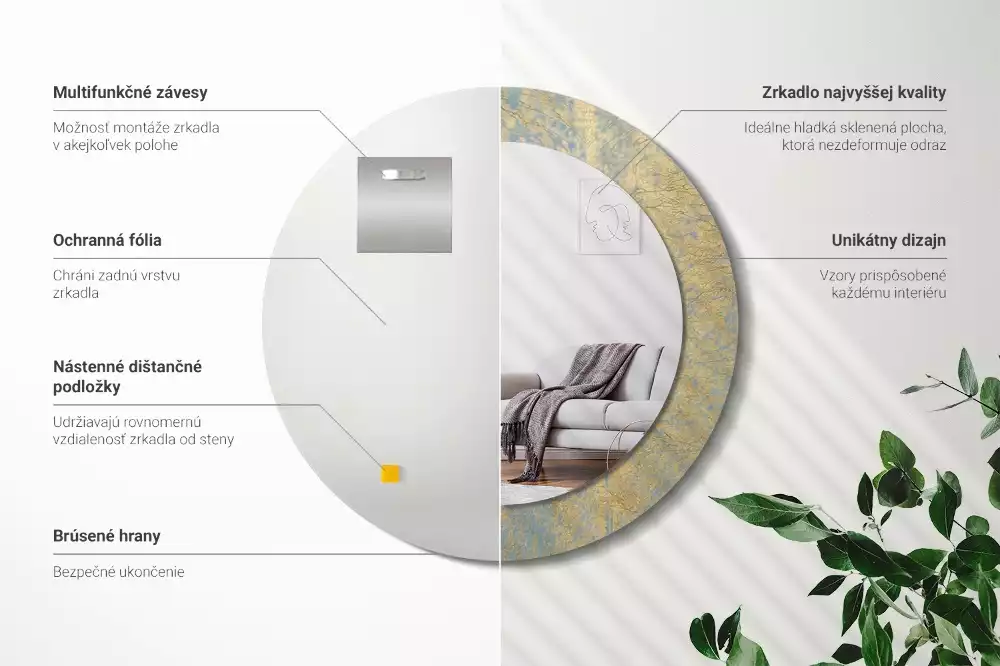 Espelho decorativo redondo Padrão de loft