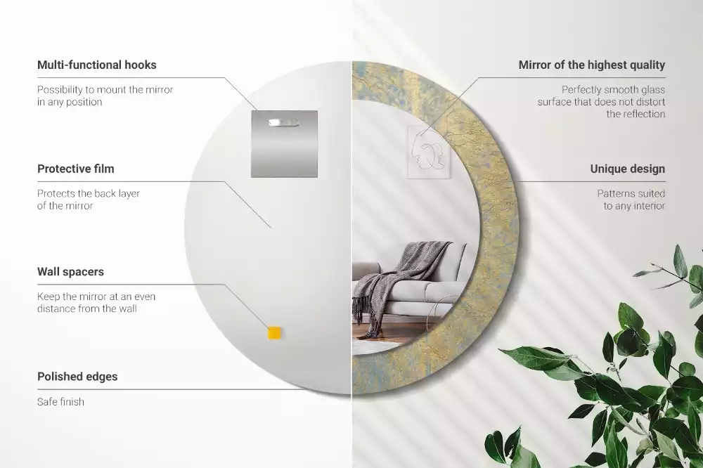 Espelho decorativo redondo Padrão de loft