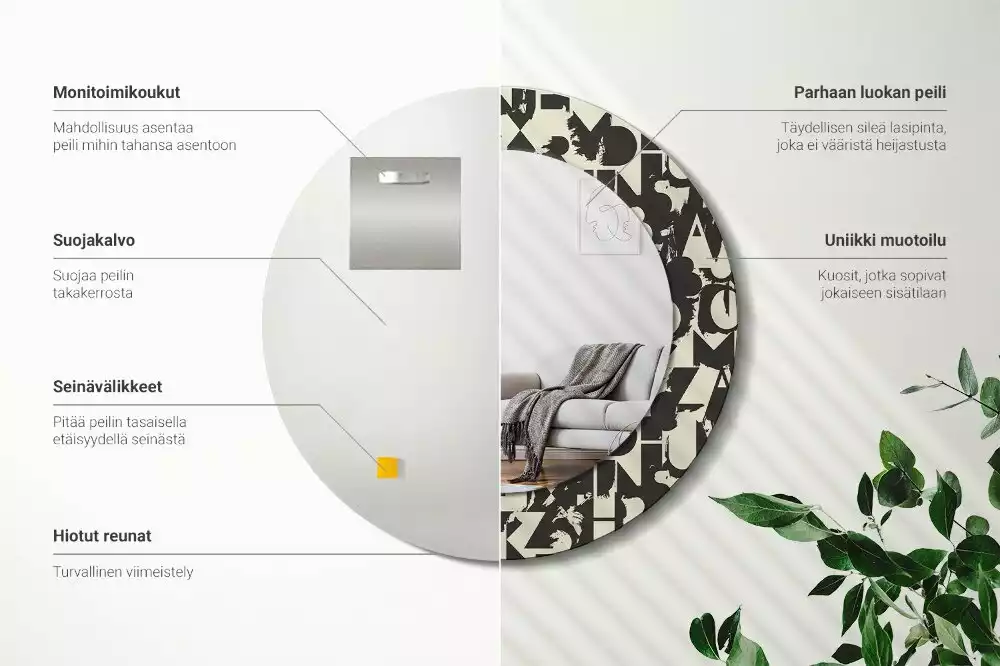 Espelho redondo decorativo Cartas