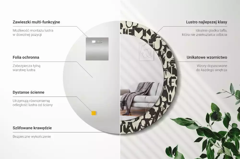 Espelho redondo decorativo Cartas