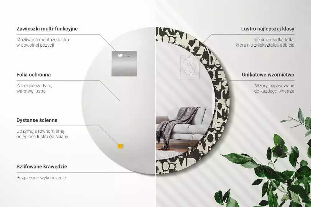 Espelho redondo decorativo Cartas