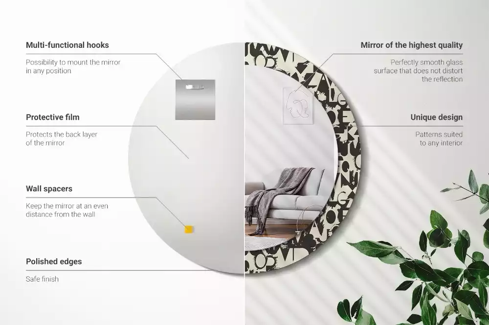 Espelho redondo decorativo Cartas