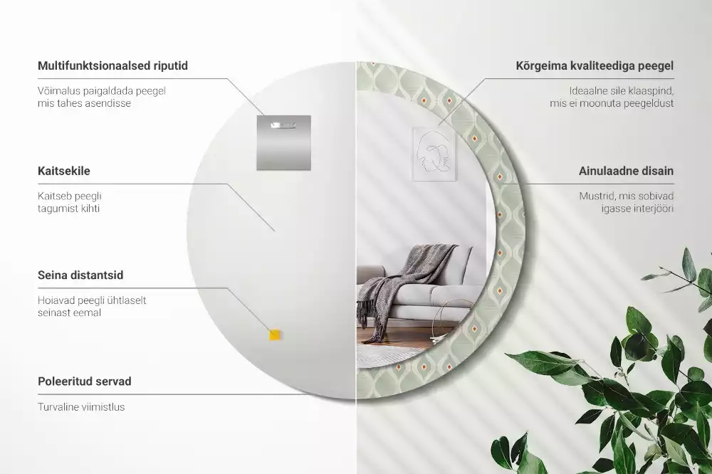 Espelho redondo decorativo Padrão vintage clássico