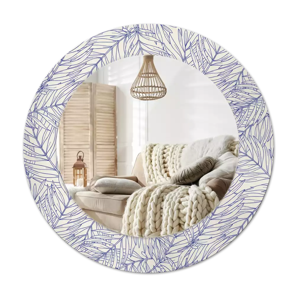 Espelho decorativo redondo Contorno de palmeira tropical