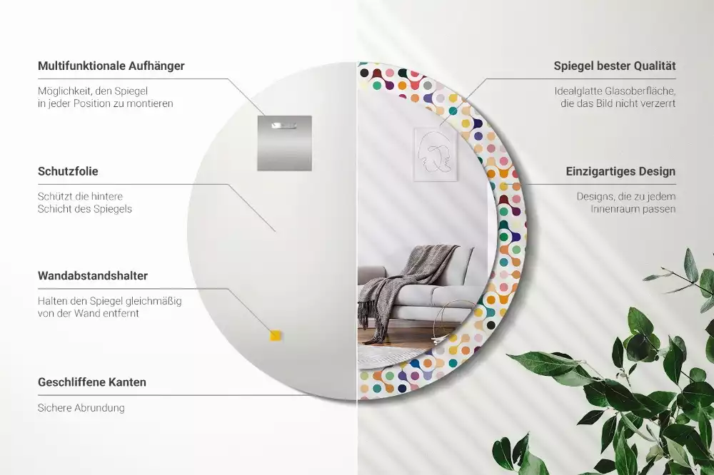 Espelho redondo decorativo Pontos de pop art