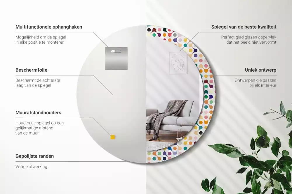 Espelho redondo decorativo Pontos de pop art