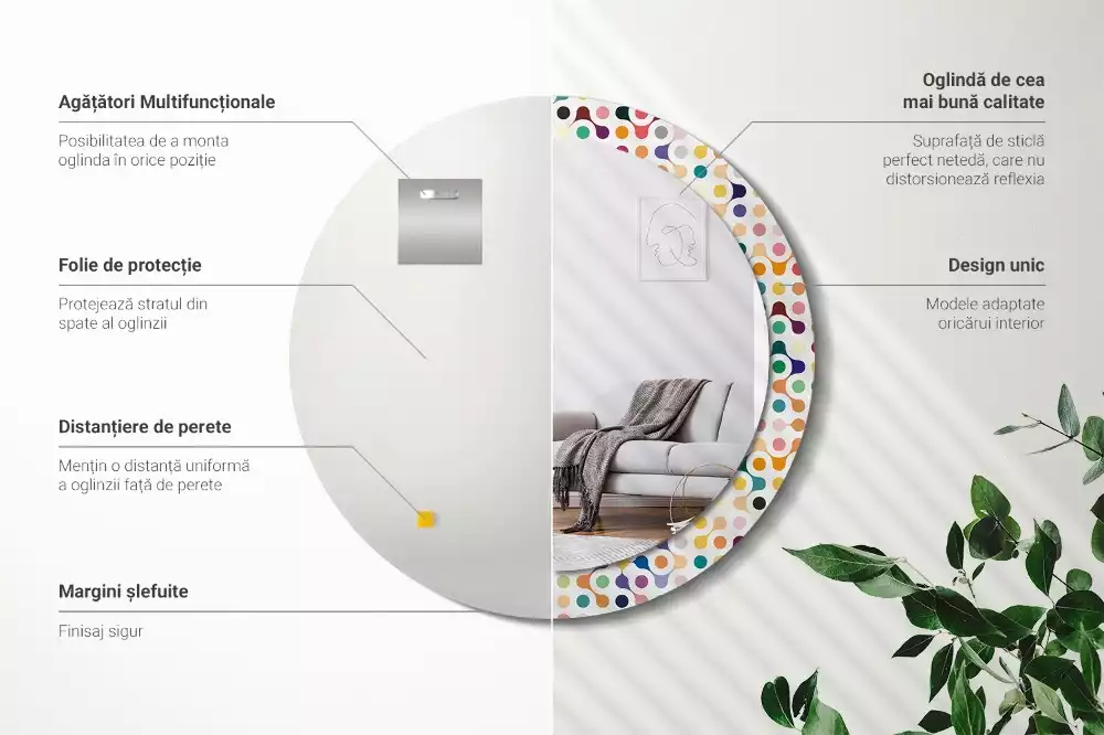 Espelho redondo decorativo Pontos de pop art