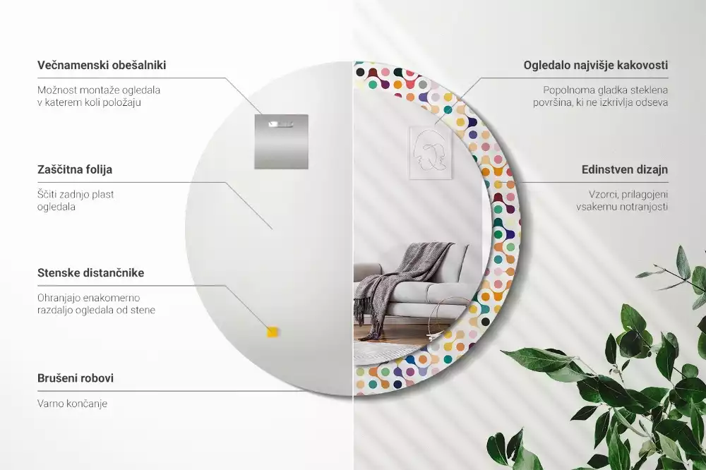 Espelho redondo decorativo Pontos de pop art