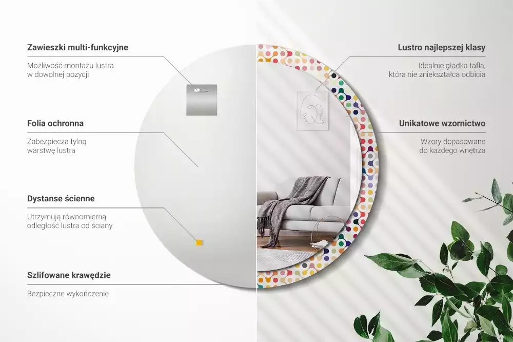 Espelho redondo decorativo Pontos de pop art