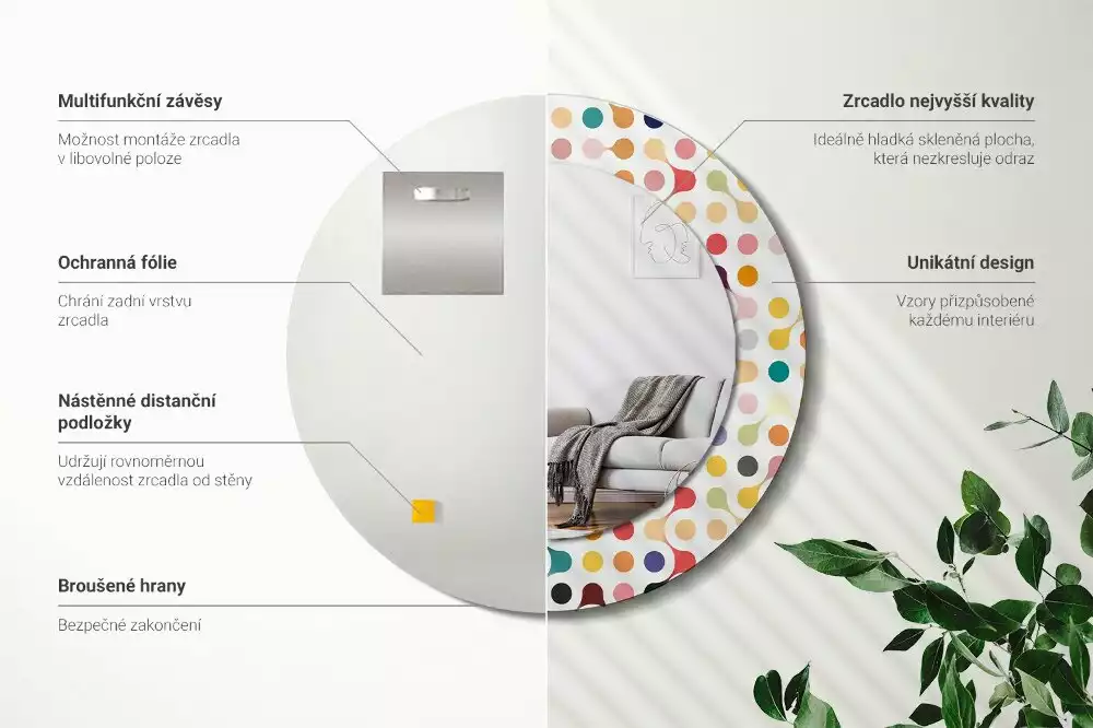 Espelho redondo decorativo Pontos de pop art