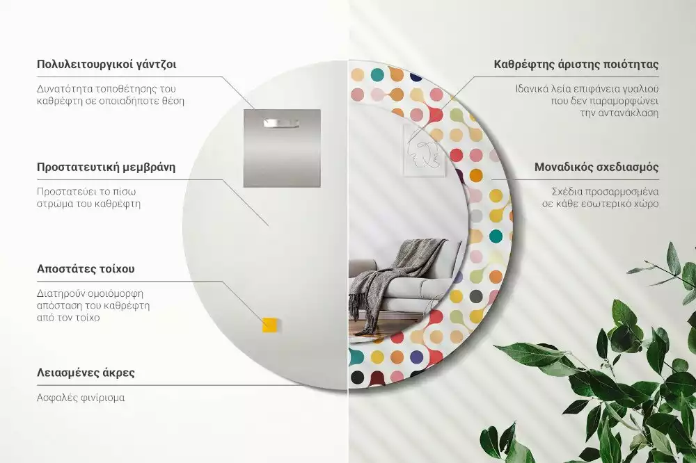 Espelho redondo decorativo Pontos de pop art