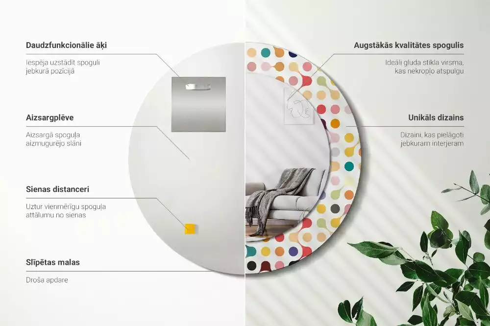 Espelho redondo decorativo Pontos de pop art