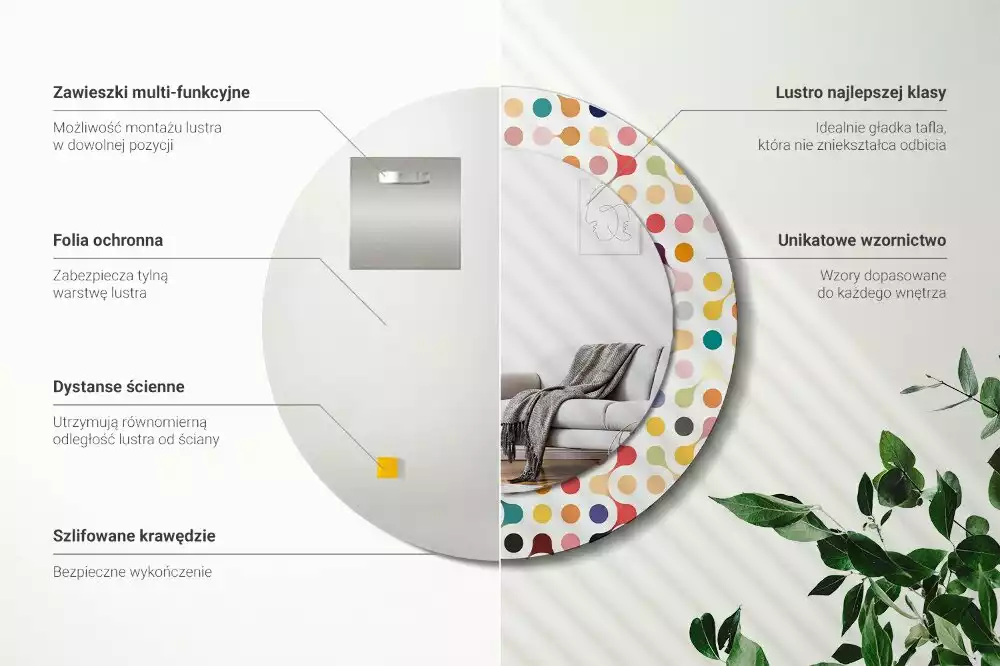 Espelho redondo decorativo Pontos de pop art