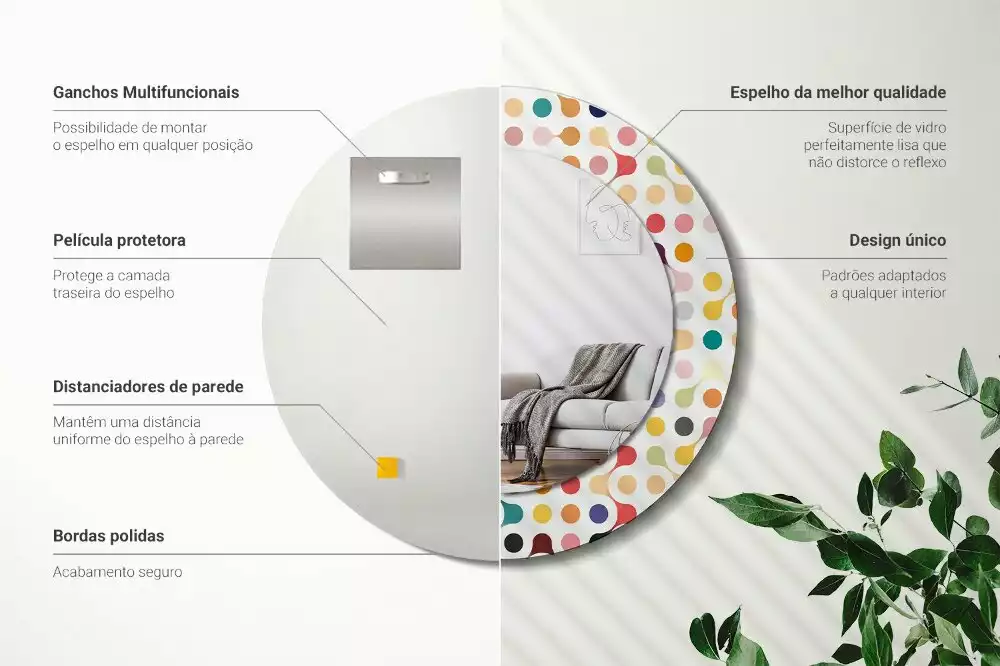 Espelho redondo decorativo Pontos de pop art