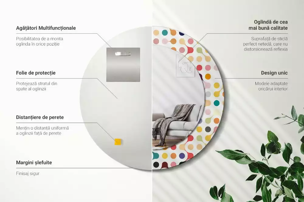 Espelho redondo decorativo Pontos de pop art