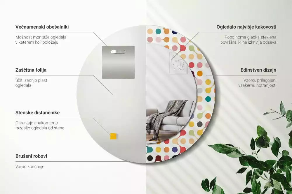 Espelho redondo decorativo Pontos de pop art