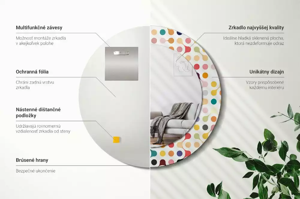 Espelho redondo decorativo Pontos de pop art