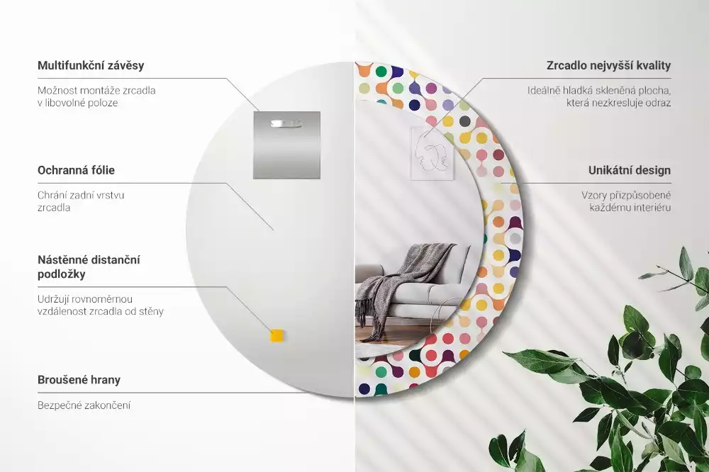 Espelho redondo decorativo Pontos de pop art