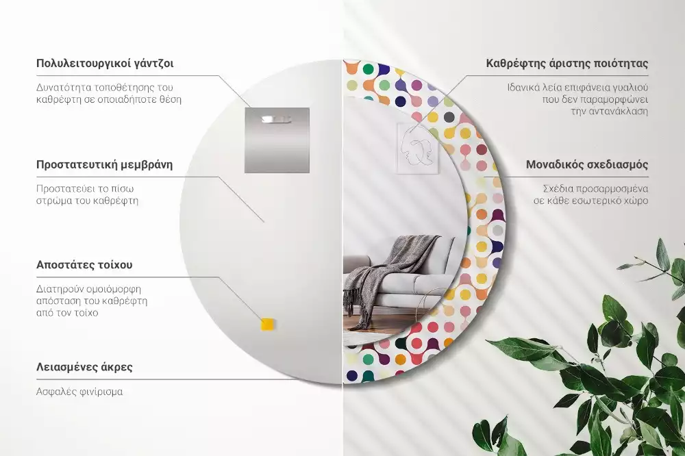 Espelho redondo decorativo Pontos de pop art