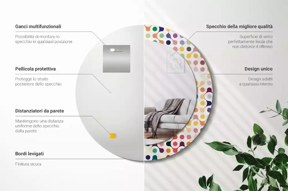 Espelho redondo decorativo Pontos de pop art