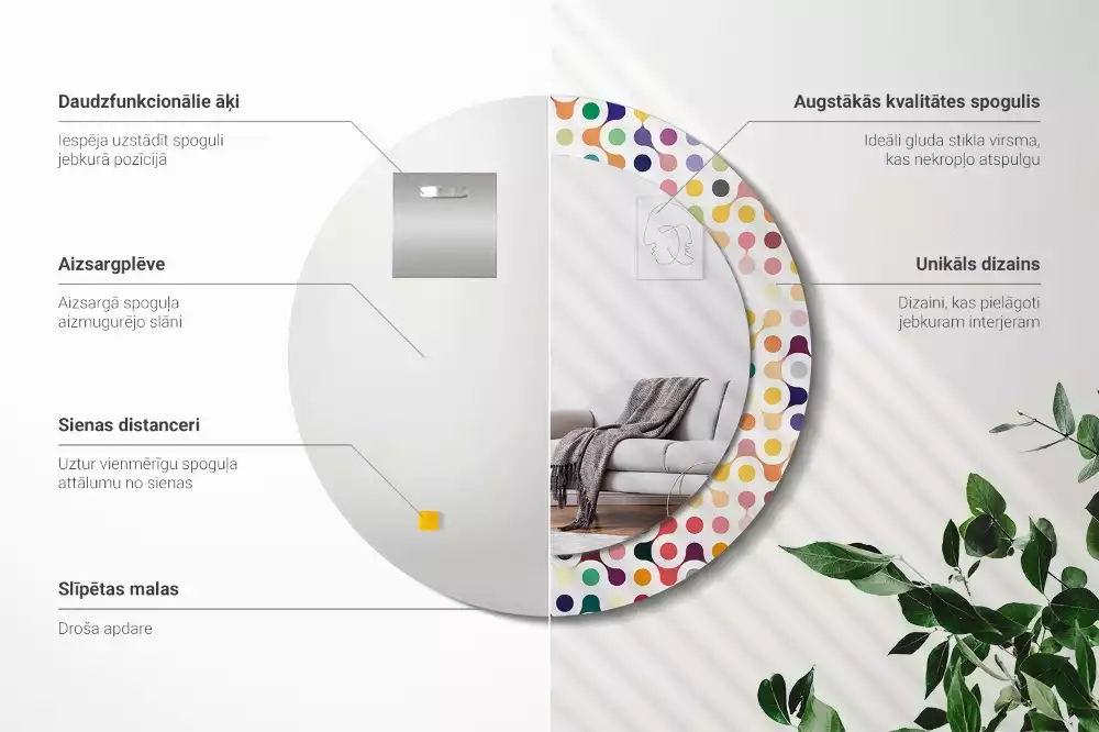 Espelho redondo decorativo Pontos de pop art