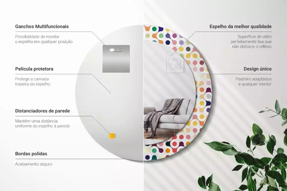 Espelho redondo decorativo Pontos de pop art