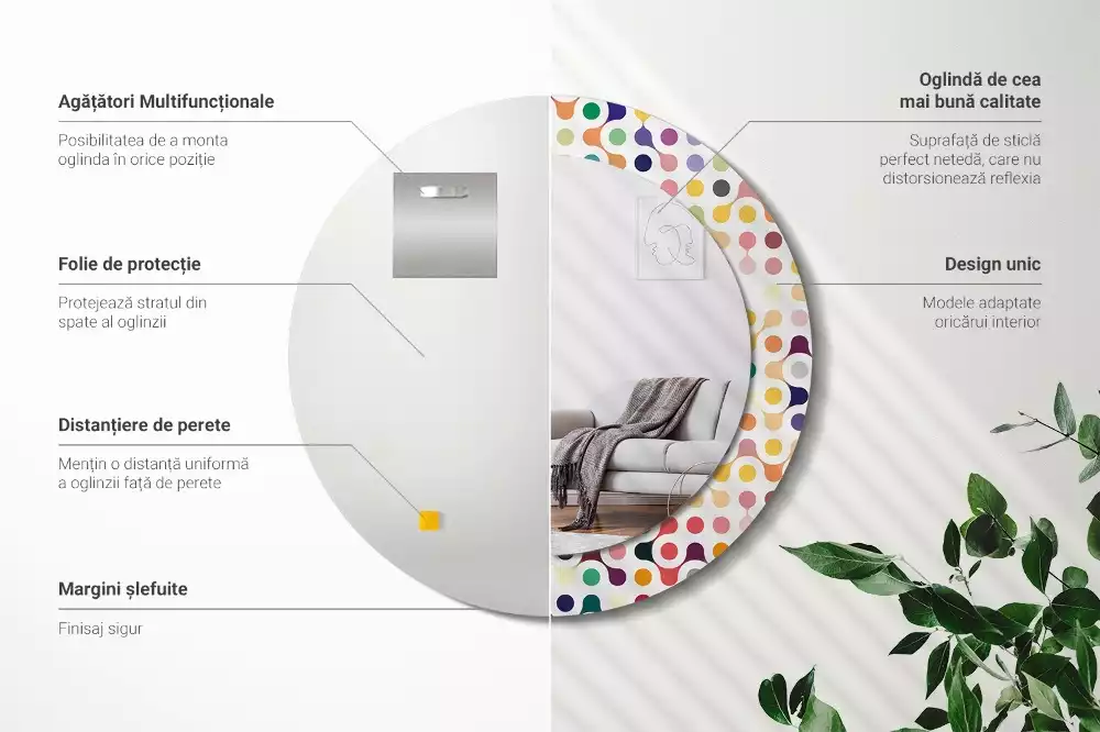 Espelho redondo decorativo Pontos de pop art