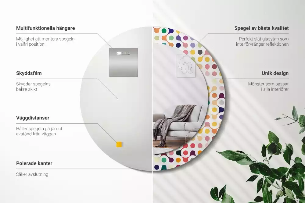 Espelho redondo decorativo Pontos de pop art