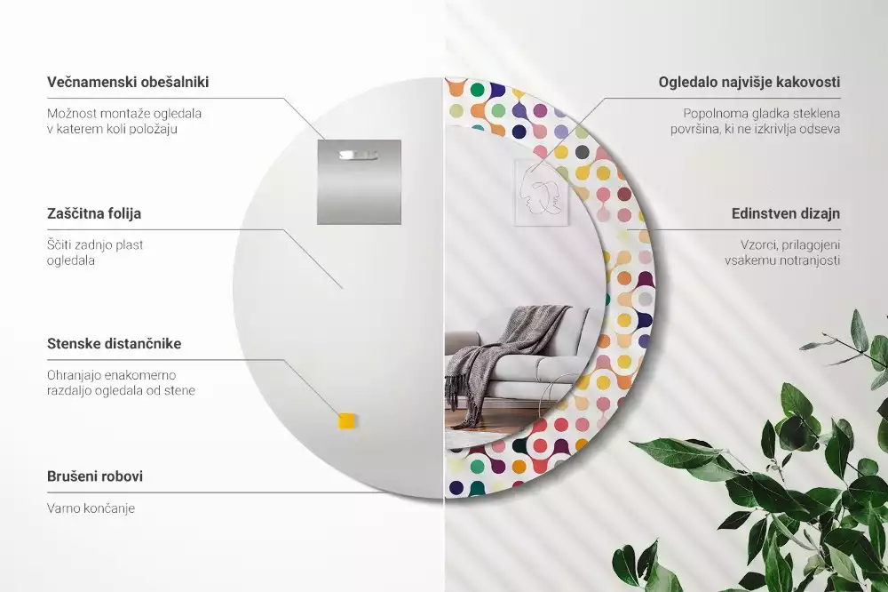 Espelho redondo decorativo Pontos de pop art