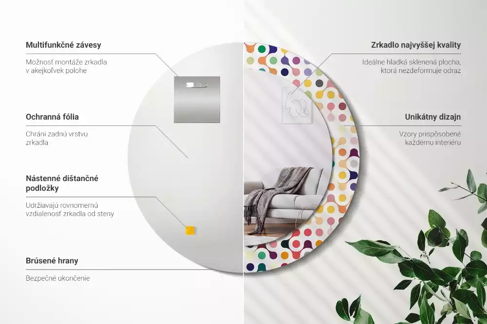 Espelho redondo decorativo Pontos de pop art