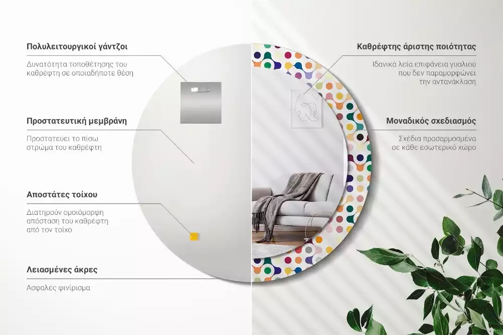 Espelho redondo decorativo Pontos de pop art