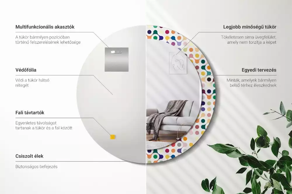 Espelho redondo decorativo Pontos de pop art