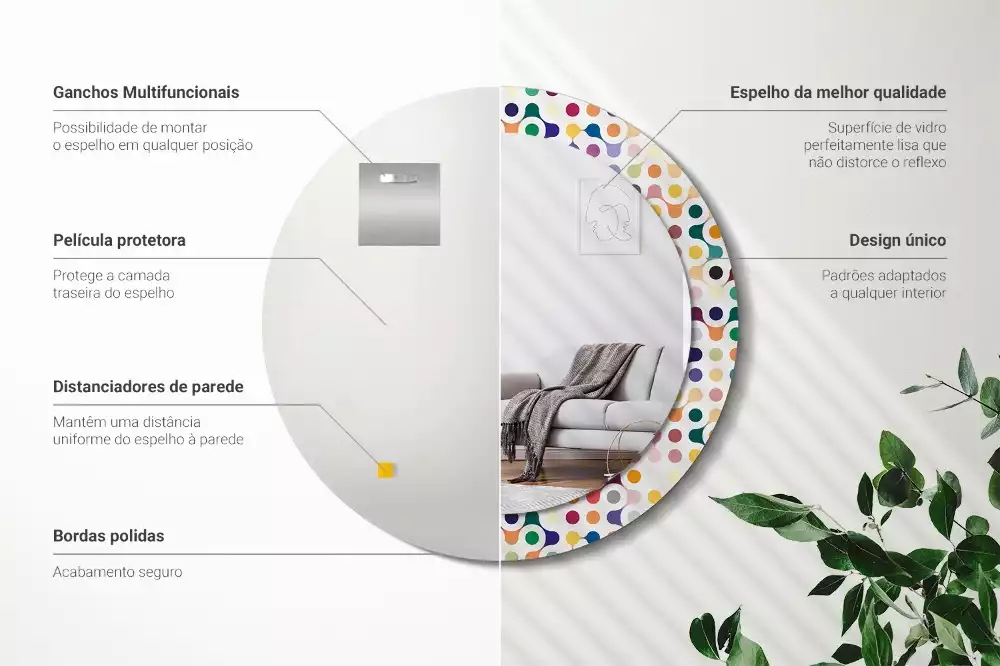 Espelho redondo decorativo Pontos de pop art