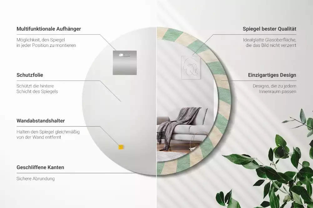 Espelho decorativo redondo Padrão pastel retrô