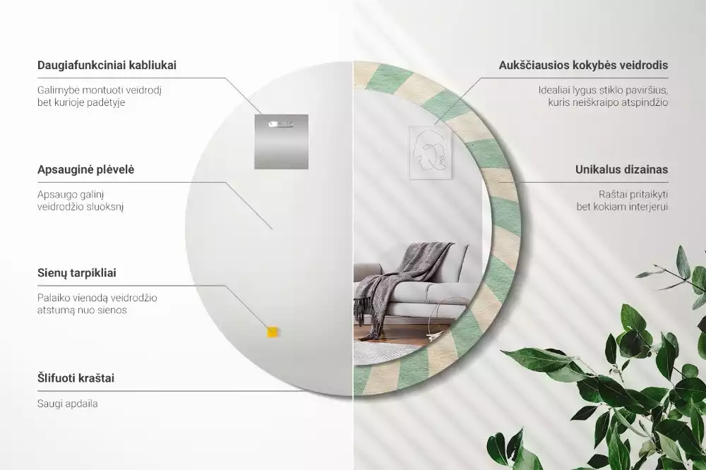 Espelho decorativo redondo Padrão pastel retrô