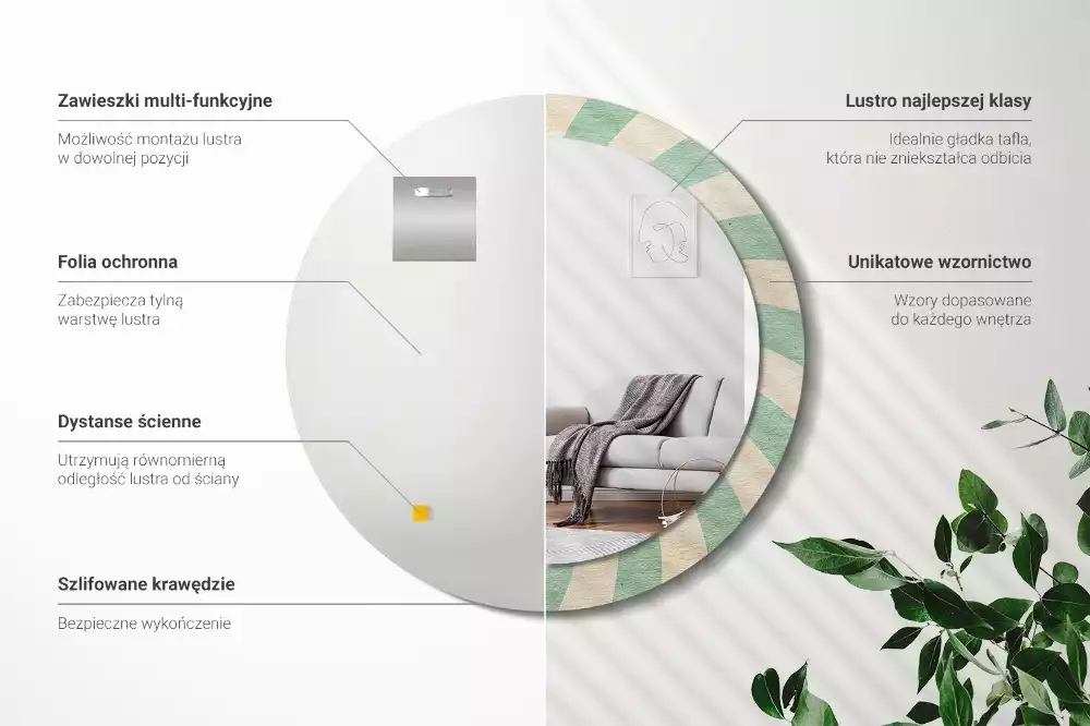 Espelho decorativo redondo Padrão pastel retrô