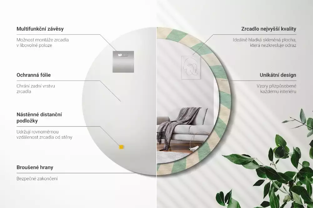 Espelho decorativo redondo Padrão pastel retrô