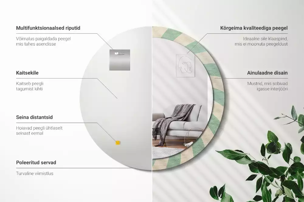 Espelho decorativo redondo Padrão pastel retrô