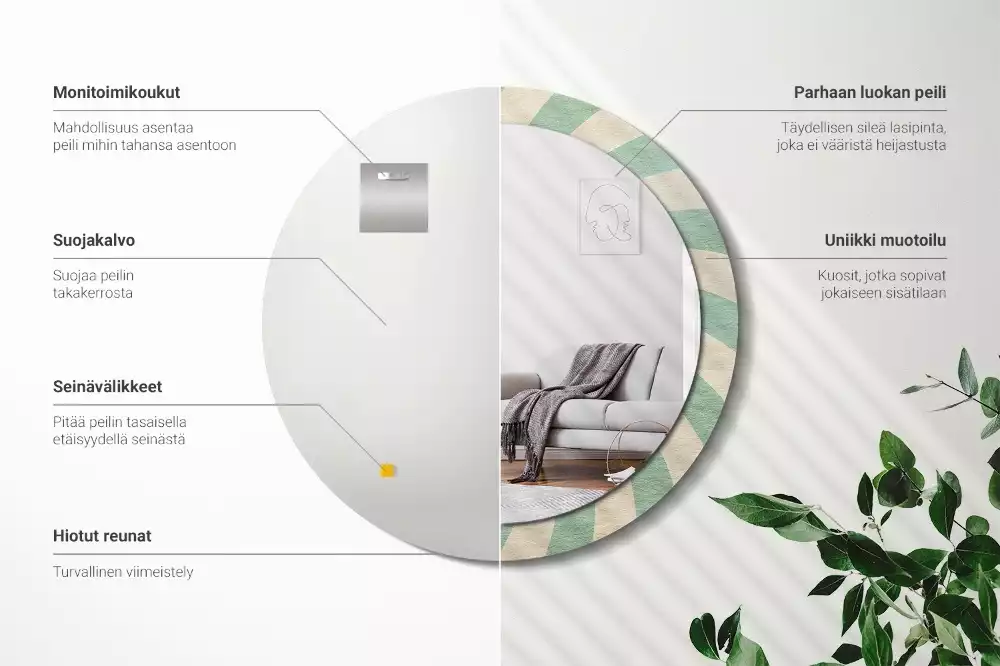 Espelho decorativo redondo Padrão pastel retrô