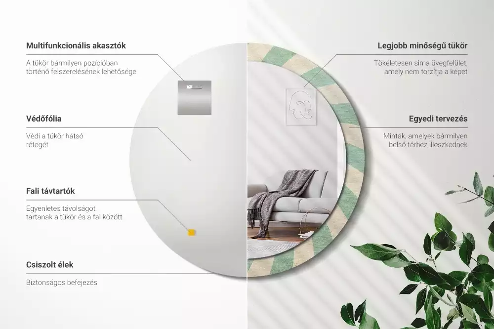 Espelho decorativo redondo Padrão pastel retrô