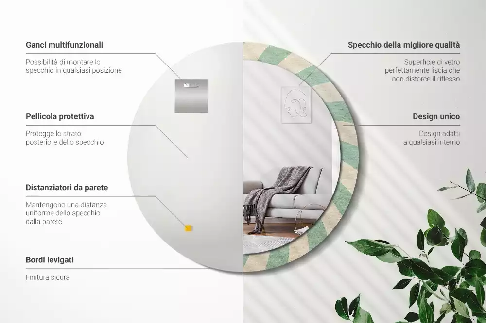 Espelho decorativo redondo Padrão pastel retrô