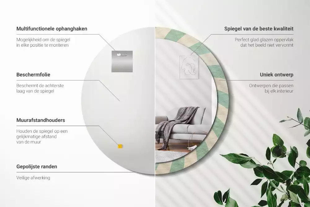 Espelho decorativo redondo Padrão pastel retrô